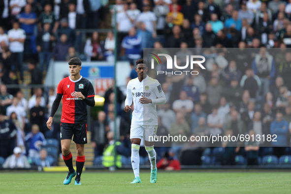 Junior Firpo of Leeds United watches on during the Pre-season Friendly match between Blackburn Rovers and Leeds United at Ewood Park, Blackb...