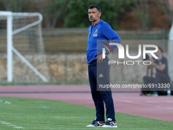 FC Porto's head coach Sergio Conceicao reacts during an international club friendly football match between AS Roma and FC Porto at the Bela...