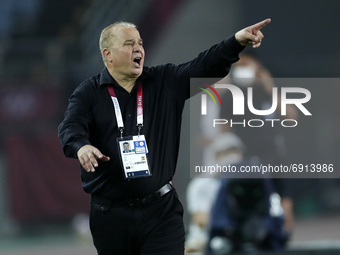  Shawky Gharieb Head Coach of Team Egypt reacts during the Men's Group C match between Australia and Egypt on day five of the Tokyo 2020 Oly...