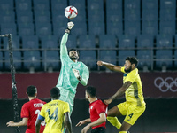 (1) Mohamed ELSHENAWY the goalkeeper of Team Egypt Save the goal during the Men's Group C match between Australia and Egypt on day five of t...