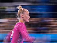 Angelina Melnikova of Russian Olympic Committee during the all around artistic gymnastics final at the Olympics at Ariake Gymnastics Centre,...