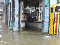 heavy rain caused water logging in Kolkata which caused disruption in daily life in Kolkata, India, on July 30, 2021. (