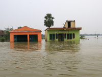 The flood-affected Amta-2 in the Howrah district about 82 kms from Kolkata on August 7, 2021.  (