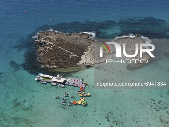 Rental station for water equipment for outdoor activities on the Nissi beach in Ayia Napa. Cyprus, Sunday, August 8, 2021 (