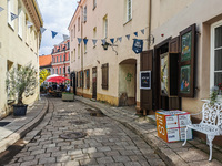 Former Jewish quarter in Vilnius, Lithuania on July 27, 2021. (