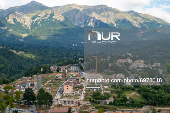 


A view of the City of Amatrice from above, with the city centre completely destroyed and the reconstruction starting to take its first st...
