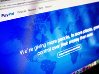 The PayPal home page is seen on computer screen on Monday, July 20, 2015. PayPal Holdings Inc. became an independent publicly-traded company...