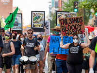 Hundreds of demonstrators protest against Enbridge's Line 3 oil pipeline, during a march sponsored by Shut Down DC and Extinction Rebellion....
