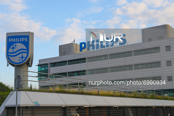 Philips office building in Warsaw, Poland on July 29, 2021.  