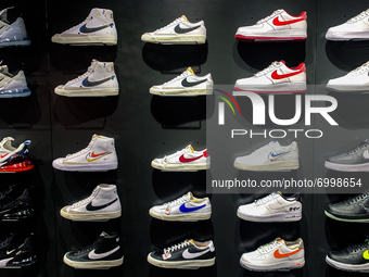 Nike shoes are seen in the store in Krakow, Poland on August 26, 2021. (