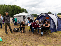 Activists built a camp to protest Polish Army Soldiers encircle a group of immigrants from Afghanistan at the Belarusian border and prevent...