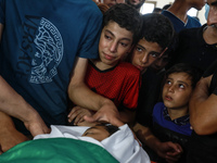 Relatives of Palestinian teen Omar Abu Neal, who died of a wound he sustained during an anti-Israel protest at the Israel-Gaza border fence...