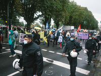 general overall of Protest over Assembly Act NRW in Duesseldorf, Germany on August 28, 2021 (
