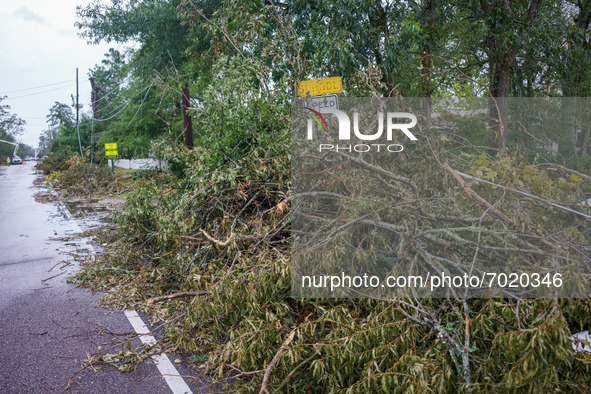 Fallen debris is seen following Hurricane Ida, Wednesday, September 1, 2021, in Ponchatoula, Louisiana, United States. 