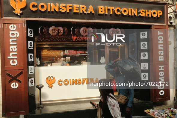 Bitcoin office were seen in Istanbul, Turkey on August 26, 2021. 
