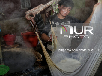 A worker processes soybeans imported from the United States into tofu at a home industry, Malang, East Java, on September 3, 2021.
Data from...