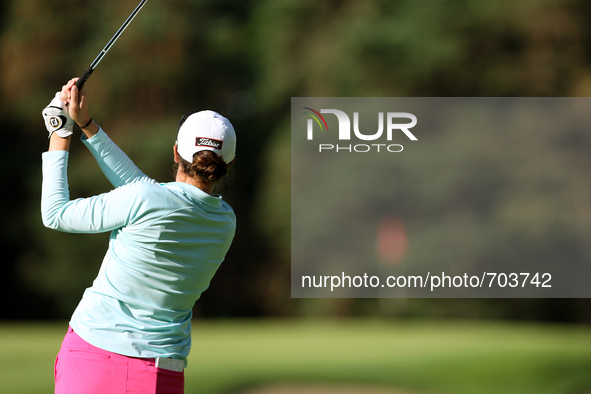 Karlin Beck of Montgomery, Alabama follows her drive to the 2nd green from the tee during the second round of the Meijer LPGA Classic golf t...