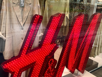 H&M logo is seen in the store in Krakow, Poland on August 31, 2021. (
