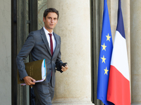 FRANCE – PARIS – POLITICS – GOVERNMENT - COUNCIL OF MINISTERS - French Government's spokesperson Gabriel Attal leaves The Elysee Presidentia...