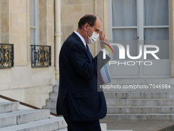 French Prime Minister Jean Castex leaves The Elysee Presidential Palace after the Council of Ministers - September 8, 2021, Paris  (