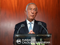 President Marcelo Rebelo de Sousa Speaks at the end of the book launch at the Calouste Gulbenkian Foundation, on September 9, 2021 in Lisbon...