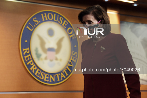 US House Speaker Nancy Pelosi(D-CA) finish her weekly press conference, today on September 08, 2021 at HVC/Capitol Hill in Washington DC, US...