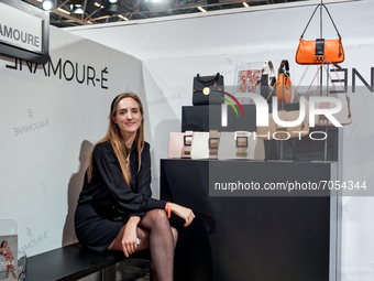 Brand ENAMOURE with Founder and designer Estelle Hanet shows its new collection of bags at the the show 'Who's Next' in Paris - September 03...