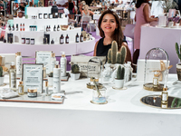 Hendiya General Manager Hasnae El Alami shows its product of organic skincare at the the show 'Who's Next' in Paris - September 03, 2021, Pa...