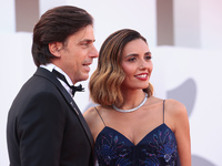 Serena Rossi, Davide Devenuto on the closing ceremony red carpet during the 78th Venice International Film Festival on September 11, 2021 in...