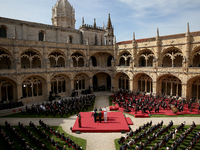 General view during the funeral ceremony for the late former Portuguese President Jorge Sampaio at Jeronimos Monastery in Lisbon, Portugal,...