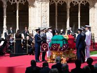 The coffin of Jorge Sampaio in the middle of the funeral ceremony, on September 12, 2021 in Belem, Lisbon, Portugal.
Jorge Sampaio, 81 years...