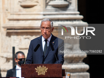 The President of the Republic, Marcelo Rebelo de Sousa speaks at the funeral ceremony, on September 12, 2021 in Belem, Lisbon, Portugal.
Jor...