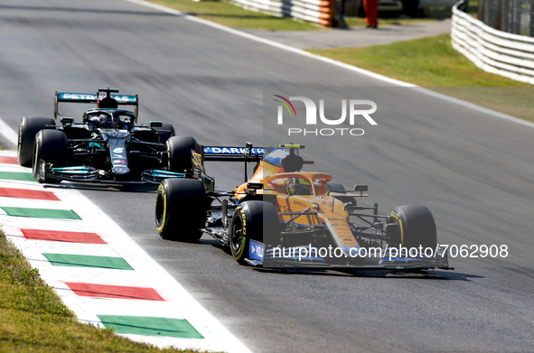 04 NORRIS Lando (gbr), McLaren MCL35M, action during the Formula 1 Heineken Gran Premio D'italia 2021, Italian Grand Prix, 14th round o...