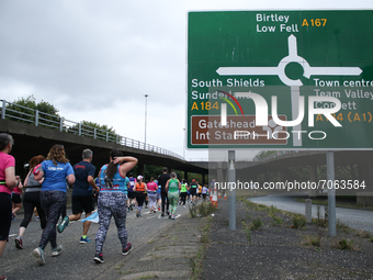 General view of runners during the BUPA Great North Run in Newcastle upon Tyne, England on Sunday 12th September 2021.  (