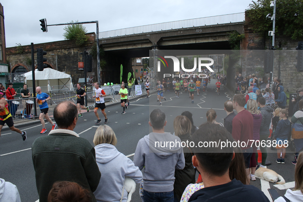 General view of fans watching runners during the BUPA Great North Run in Newcastle upon Tyne, England on Sunday 12th September 2021.  