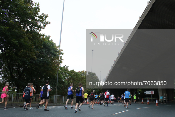 General view  of runners during the BUPA Great North Run in Newcastle upon Tyne, England on Sunday 12th September 2021.  