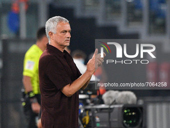 Jose’ Mourinho coach of AS Roma in action during the  Italian Football Championship League A 2021/2022 match between AS Roma vs US Sassuolo...