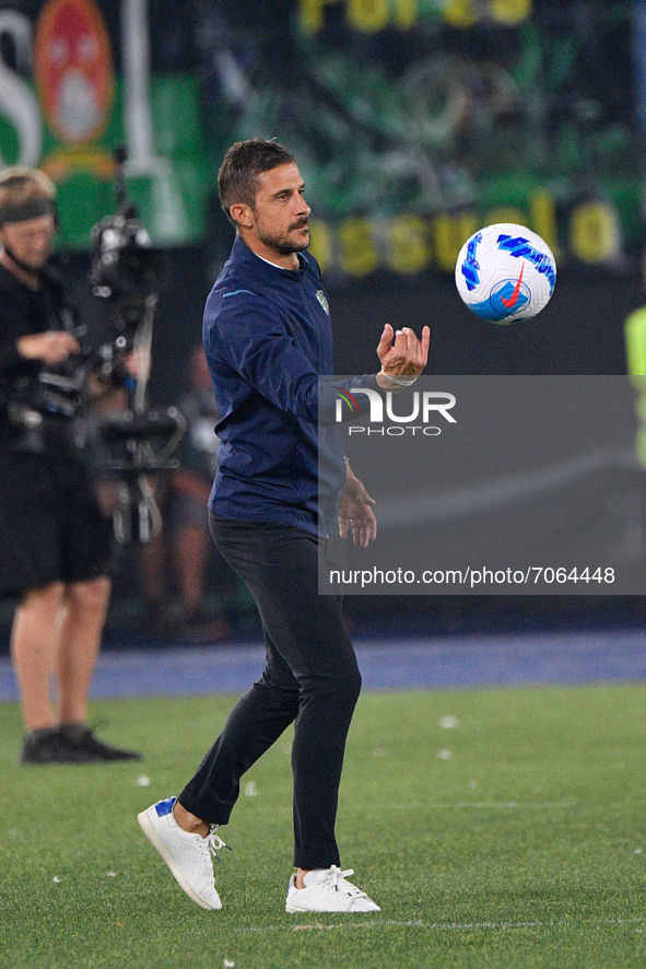 Alessio Dionisi coach of US Sassuolo Calcio in action during the  Italian Football Championship League A 2021/2022 match between AS Roma vs...