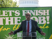 Senator Jeff Merkley (D-OR.) speaks at the “Finish the Job: For the People” voting rights rally At the Robert A. Taft Memorial near U.S. Sen...