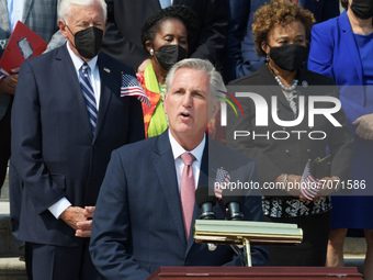 House Republican Leader Kevin McCarthy(R-CA) speaks during a special event about 9/11 Remembrance Ceremony, today on September 13, 2021 at E...