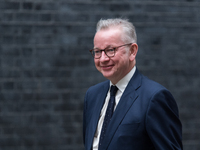LONDON, UNITED KINGDOM - SEPTEMBER 15, 2021: Michael Gove arrives in Downing Street as British Prime Minister Boris Johnson is conducting a...
