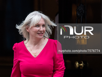LONDON, UNITED KINGDOM - SEPTEMBER 15, 2021: Newly appointed Secretary of State for Digital, Culture, Media and Sport Nadine Dorries leaves...