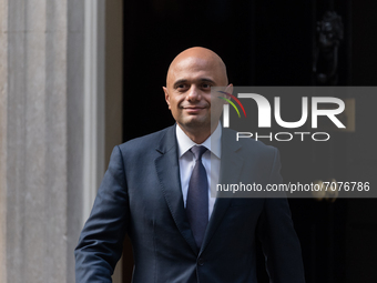 LONDON, UNITED KINGDOM - SEPTEMBER 15, 2021: Secretary of State for Health and Social Care Sajid Javid leaves 10 Downing Street as British P...