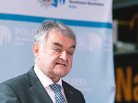 NRW State minister for inner affairs Herbert Reul speaks to the media after the swear in ceremony in Laxess Arena, Cologne, Germany on Septe...