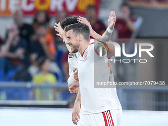 Graham Carey of CSKA Sofia celebrates after scoring first goal during the UEFA Conference League group C match between AS Roma and AS Roma a...