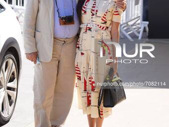 Carlos Saura with his daughter Anna Saura Ramon arrive at the Maria Cristina hotel for the 69th edition of the San Sebastian film festival,...