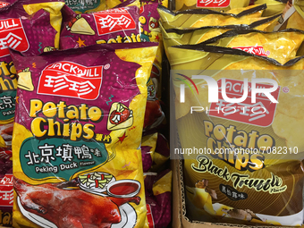 Gourmet specialty flavored potato chips at a grocery store in Toronto, Ontario, Canada on September 16, 2021. Canada's inflation rate reache...