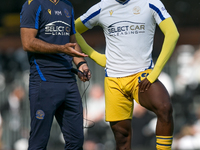 Tom Dele-Bashiru of Reading warms up during the Sky Bet Championship match between Fulham and Reading at Craven Cottage, London on Saturday...