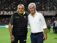 Fabrizio Castori manager of US Salernitana 1919      and Gian Piero Gasperini manager of Atalanta BC during the Serie A match between US Sal...