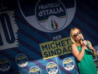 The political leder of brothers Of Italy Giorgia Meloni during  Demonstration Italy of redemption, the party Fratelli d'Italia on the occasi...